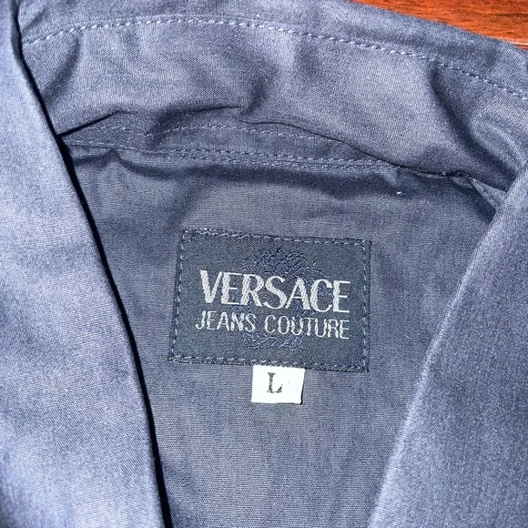 Versace Mens Long Sleeve Button Up Shirt!! Large. Dark Blue. Perfect Condition!! - Picture 8 of 8